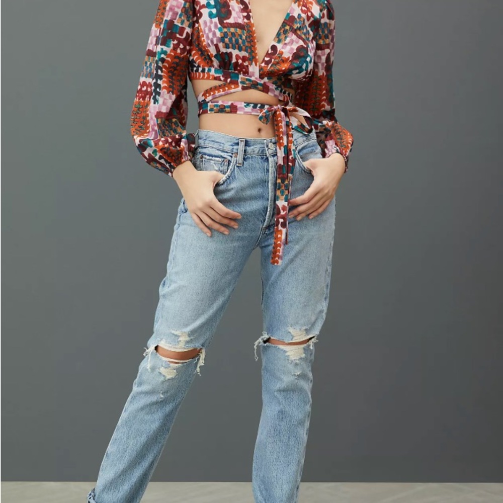 Agolde Riley Blitz High-Rose Straight Jeans